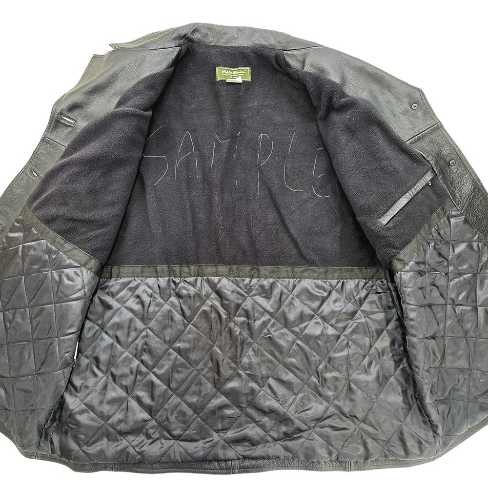 Quiet Luxury Eddie Bauer Leather Car Coat Men’s XL/XXL Black Rare SAMPLE... - Picture 4 of 10